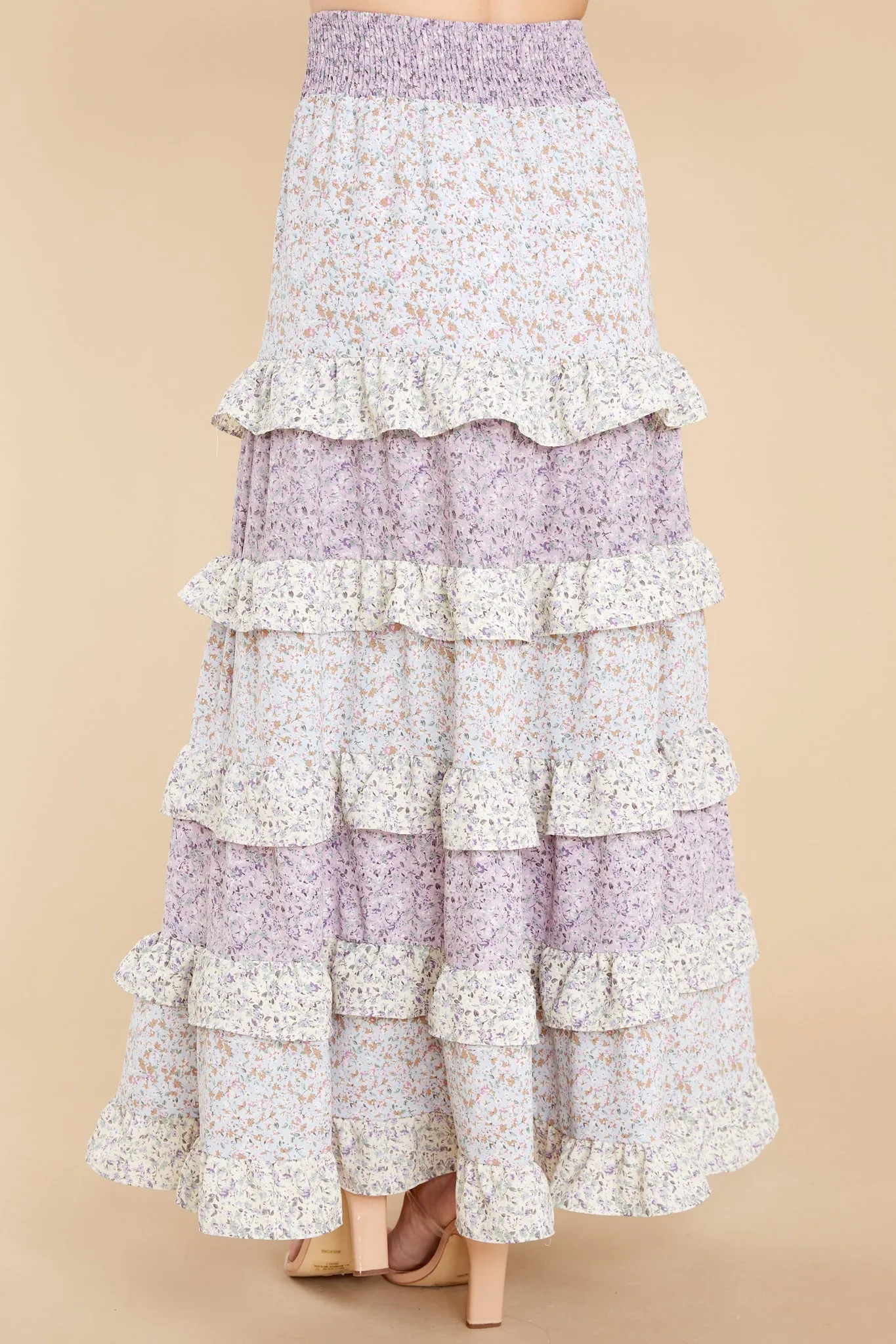 Dressed In Love Lavender Floral Print Skirt