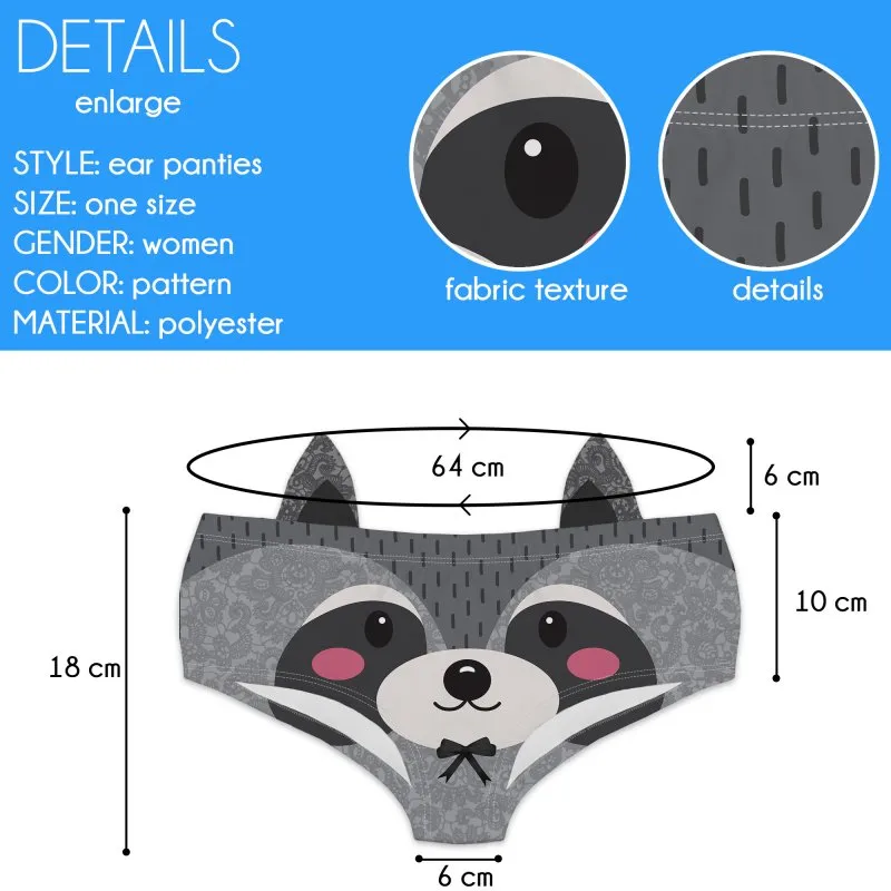 Ear Pantie - Cutie Raccoon (6-10 UK Size)