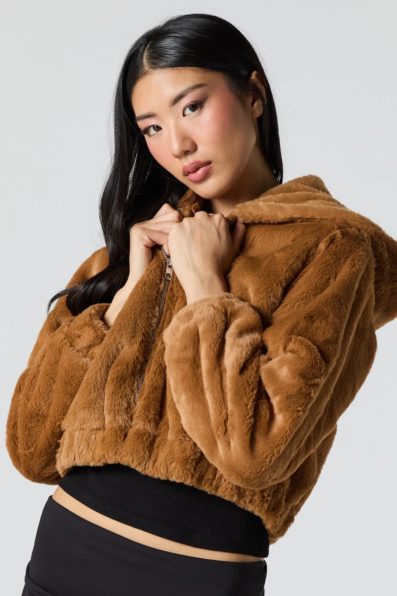 Faux Fur Hooded Jacket