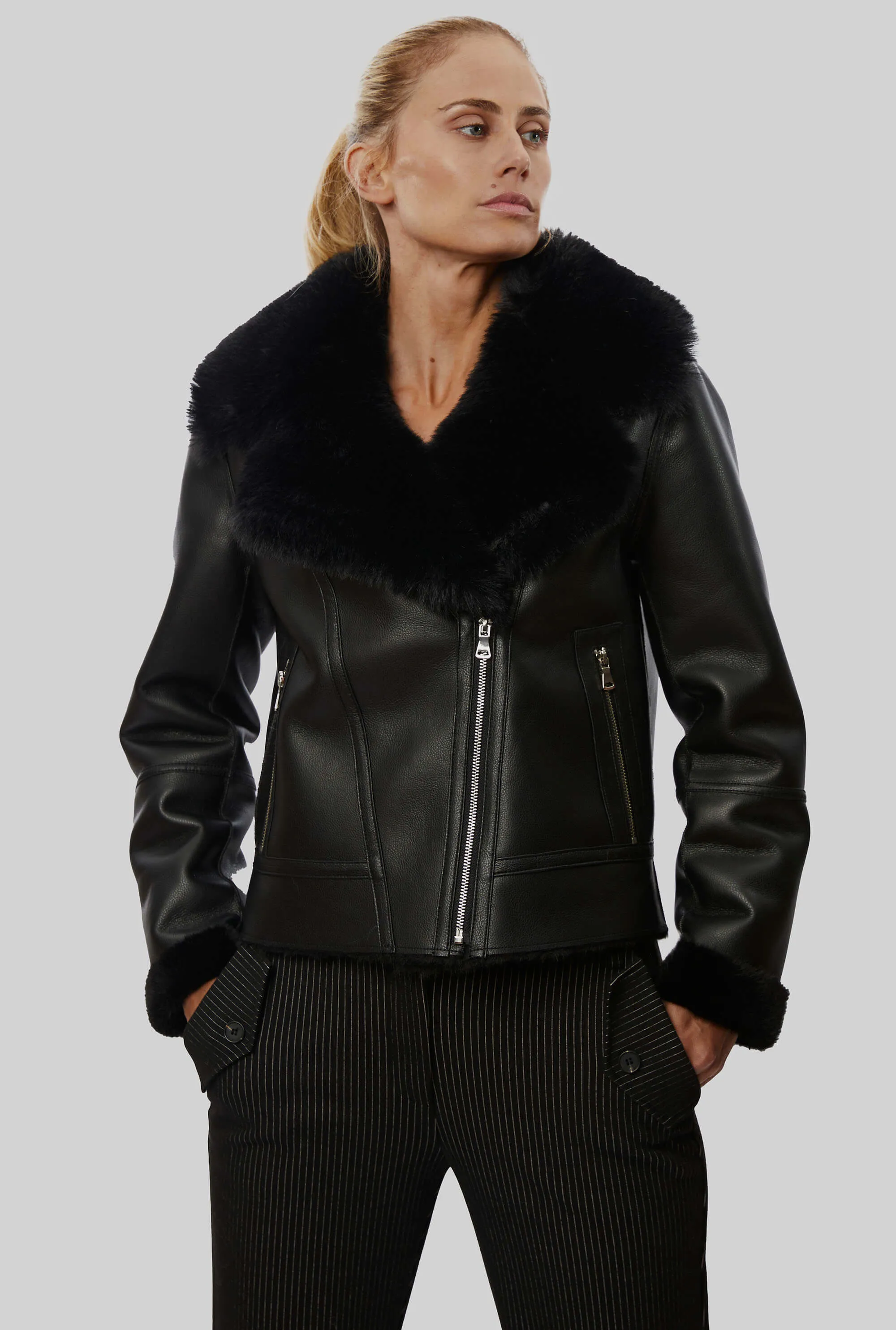 Faux Leather Jacket Black