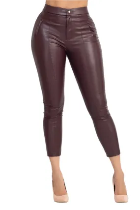 Faux Leather Pants Burgundi