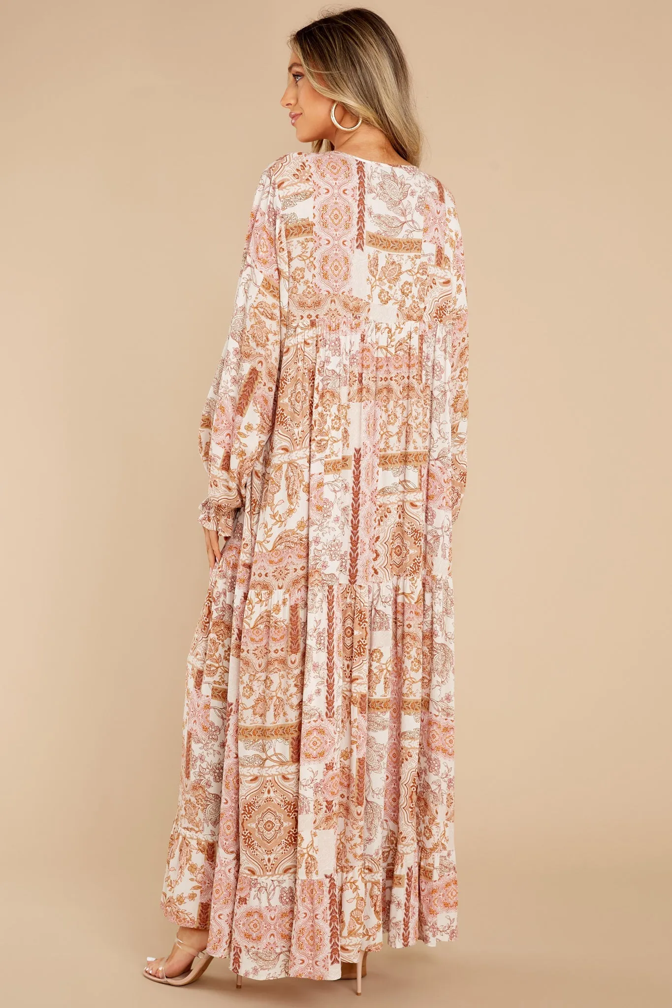 Fields Of Blooms Ivory Multi Print Maxi Dress