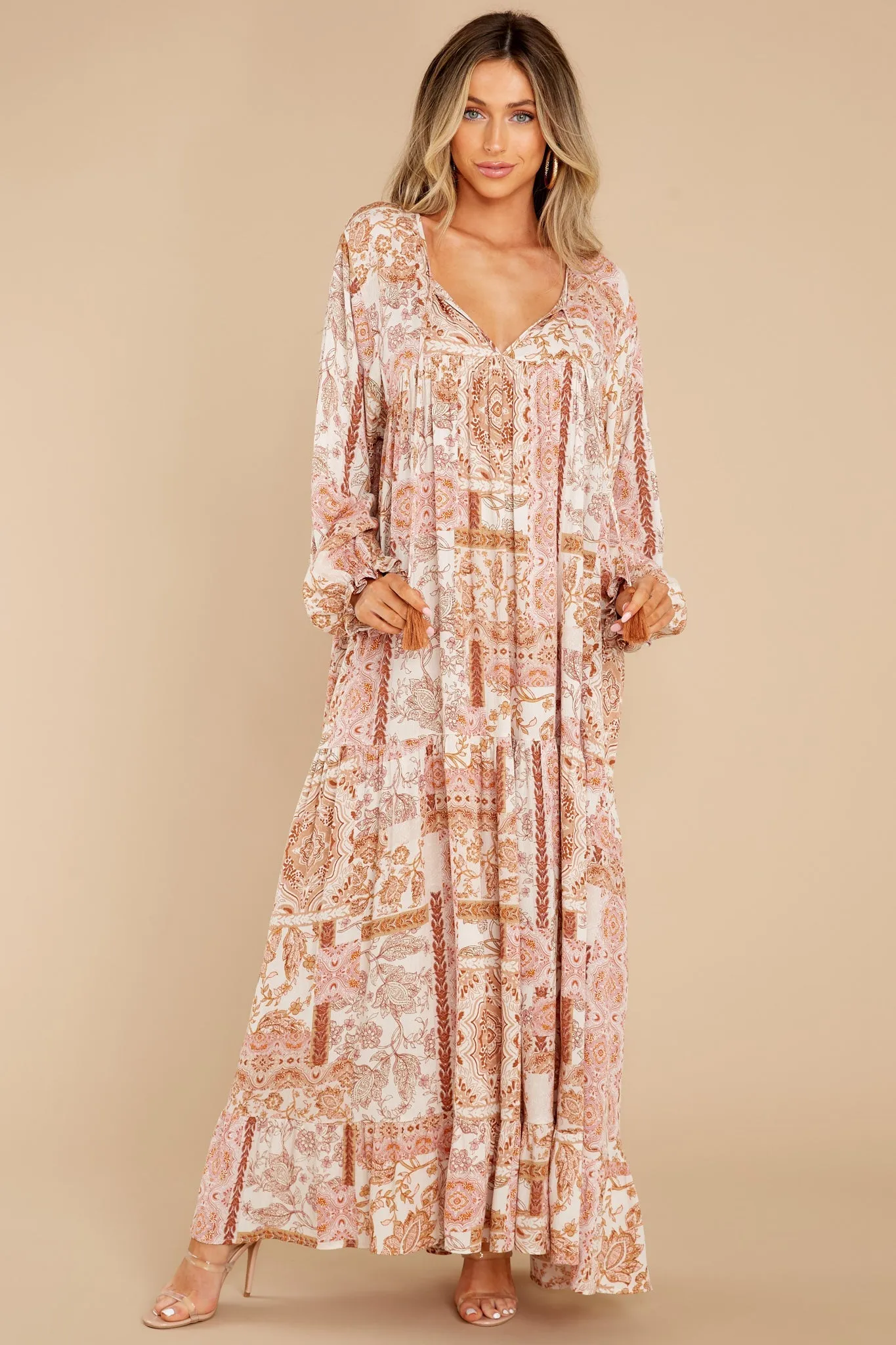 Fields Of Blooms Ivory Multi Print Maxi Dress