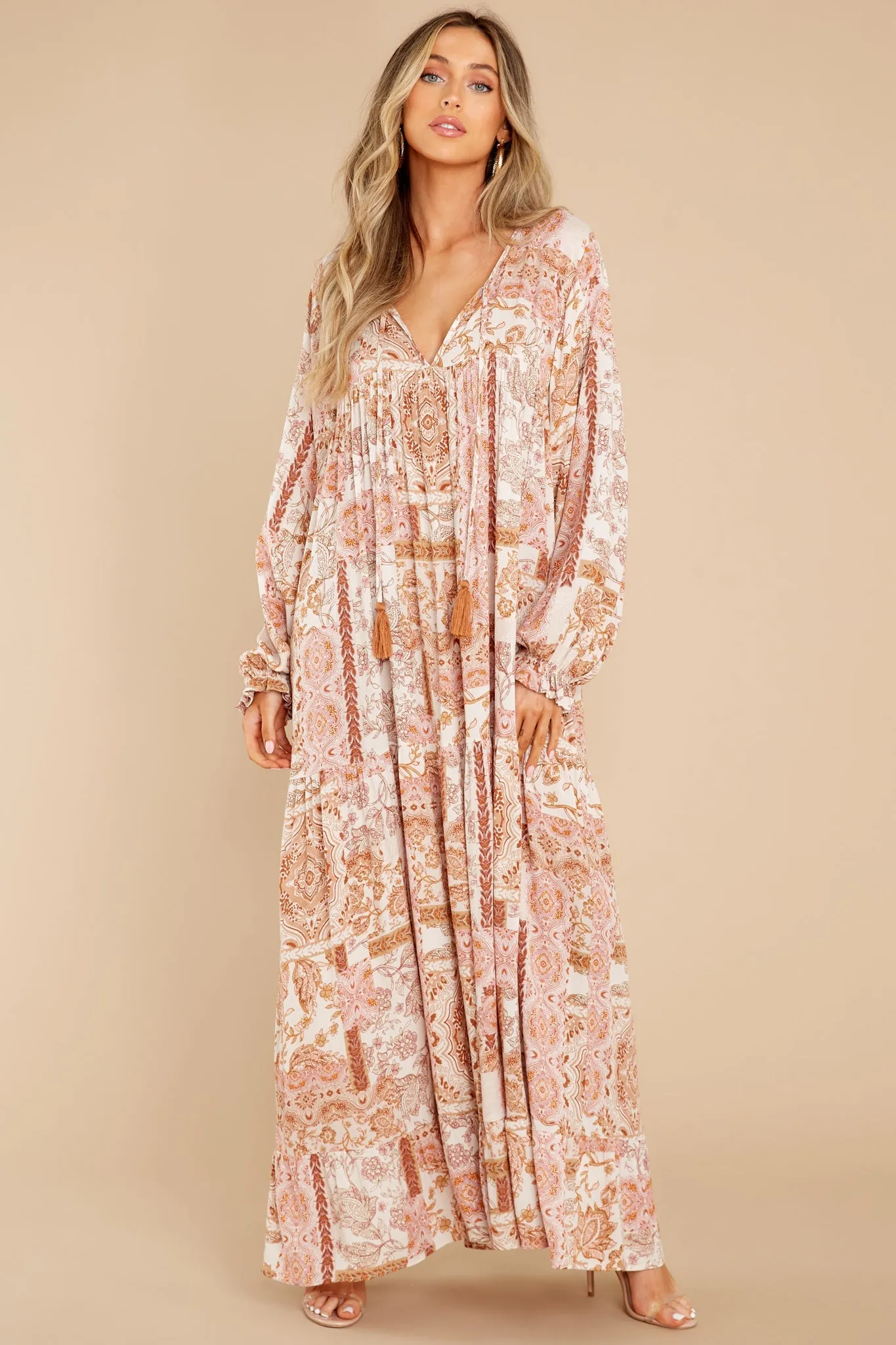 Fields Of Blooms Ivory Multi Print Maxi Dress