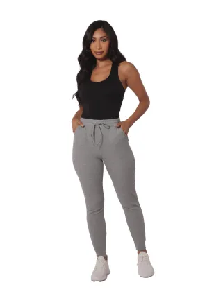 Fleece Lined Waffle Jogger Sweatpants - Light Grey