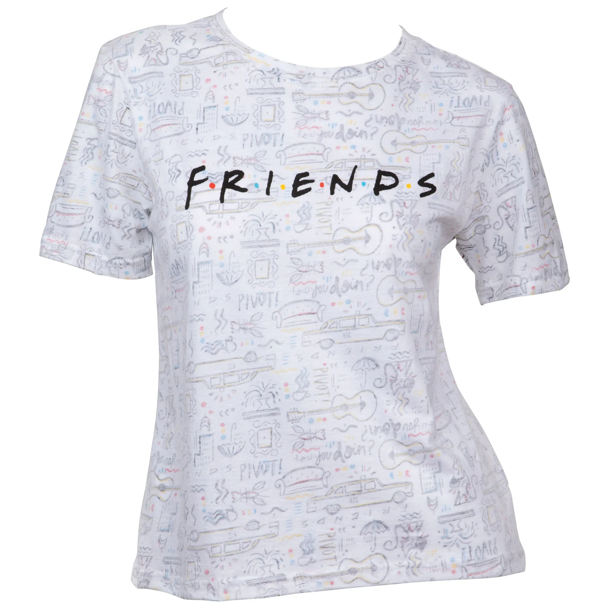 Friends TV Show Text Over All Over Print T-Shirt