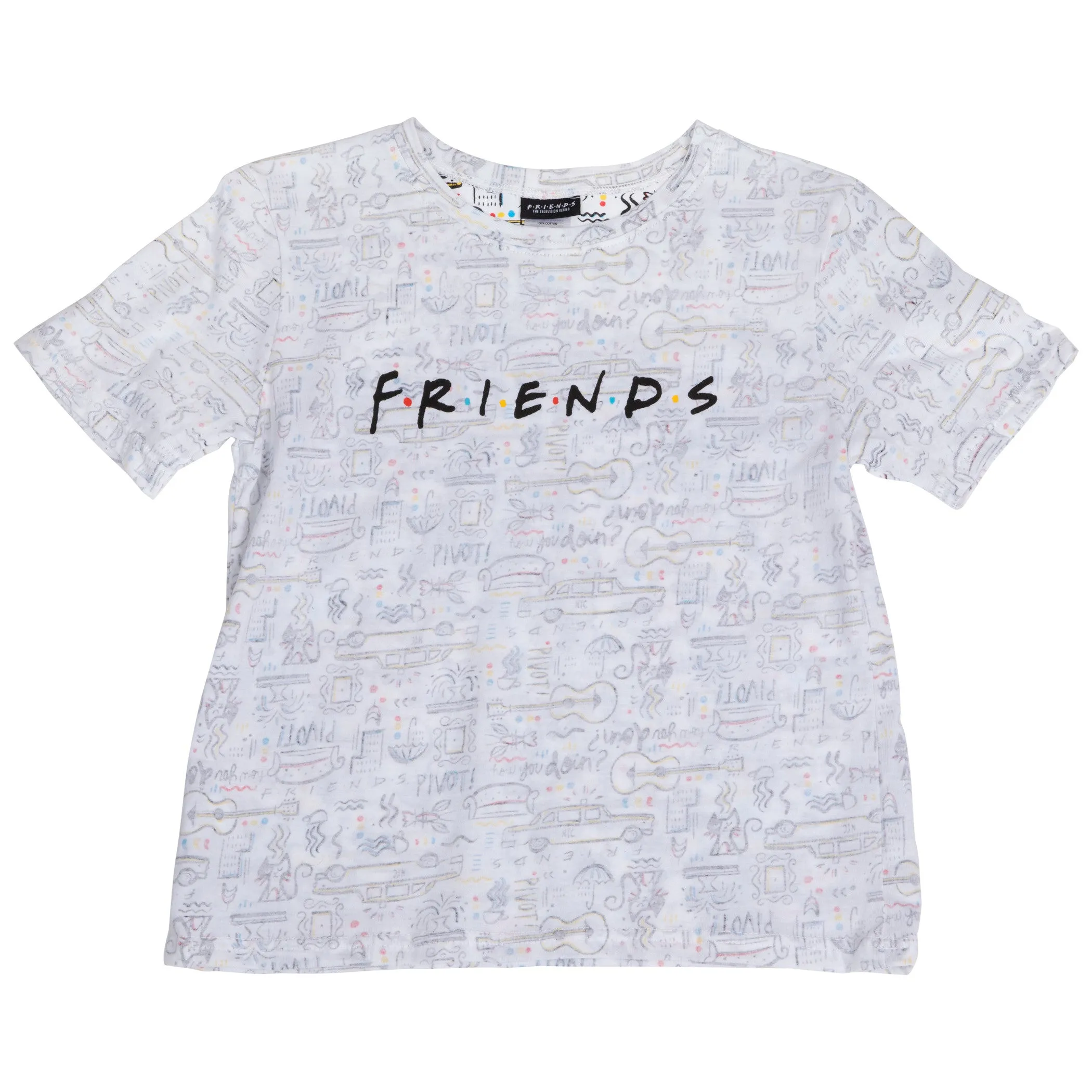 Friends TV Show Text Over All Over Print T-Shirt