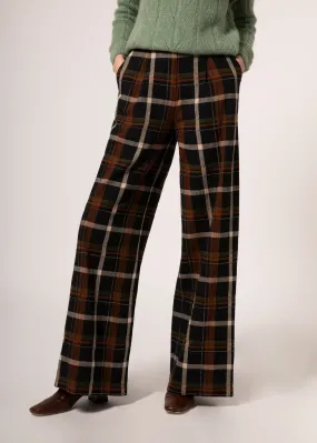 FRNCH Philo Woven Black Plaid Pants