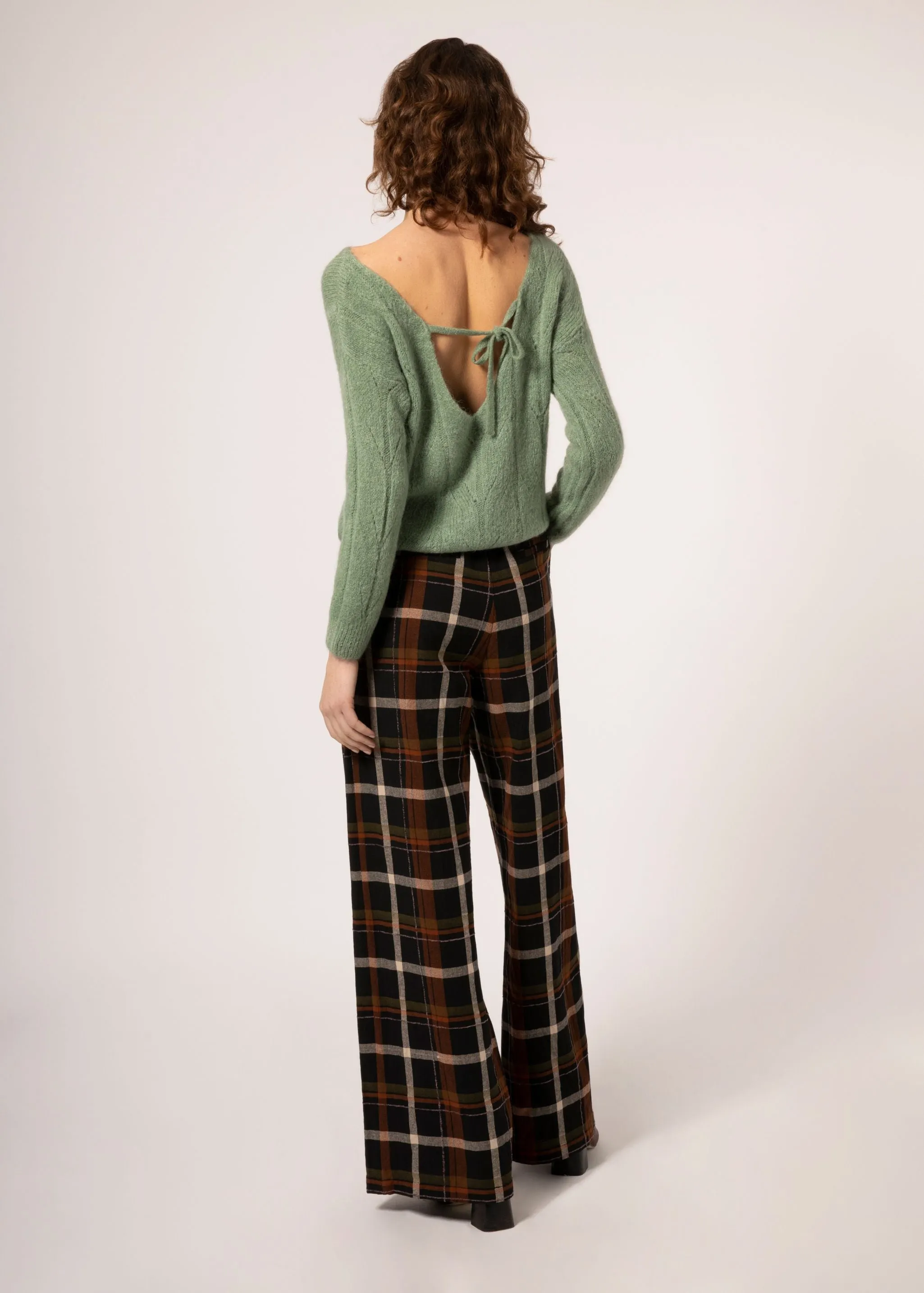 FRNCH Philo Woven Black Plaid Pants