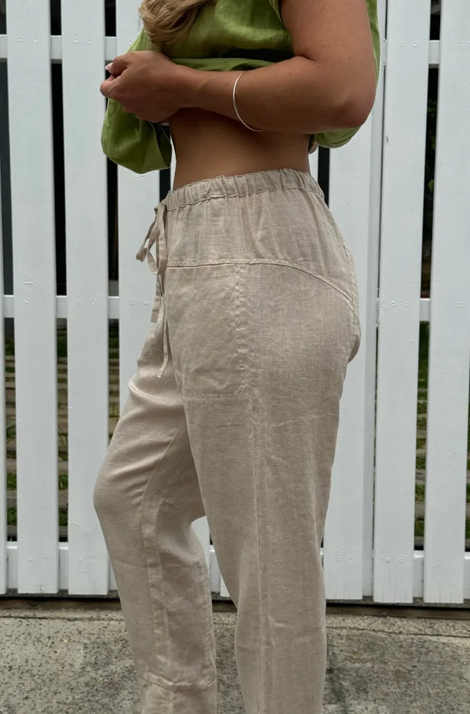 Frockk Darcy Linen Pant in Almond