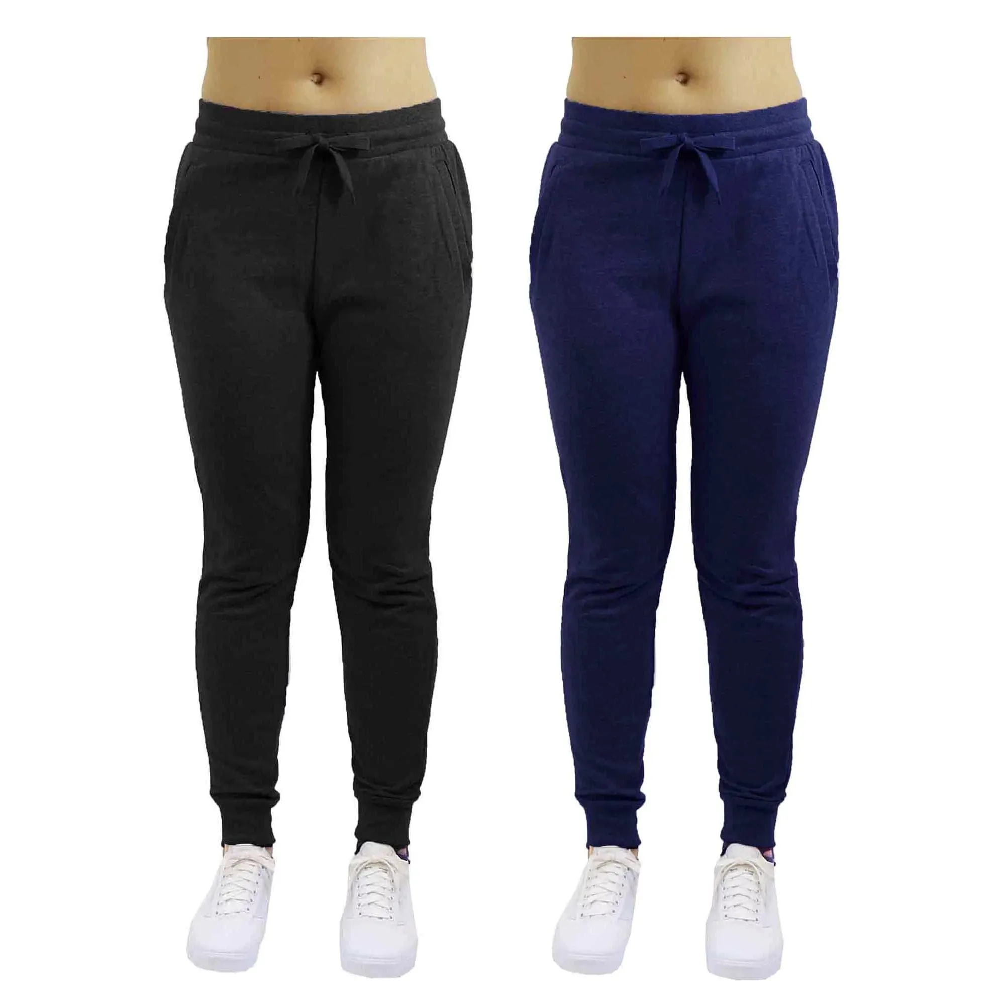 GBH Women's Slim Fit Fleece Jogger Sweatpants with Zipper Pockets 2-Pack