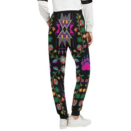 Geometric Floral Fall-Black Women's Sweatpants