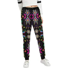 Geometric Floral Fall-Black Women's Sweatpants