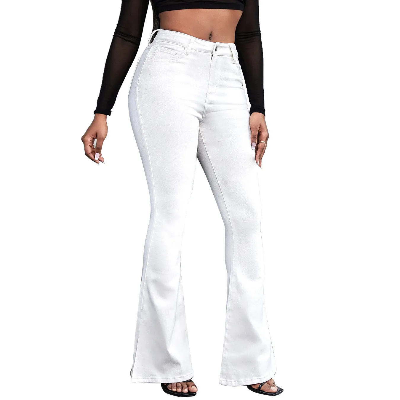 Girlary-shop country concert outfit Jeans Women's Micro Elastic High Waist Black and White Micro Pants