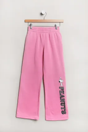 Girls' Peanuts Snoopy And Woodstock Graphic Wide Leg Sweatpant