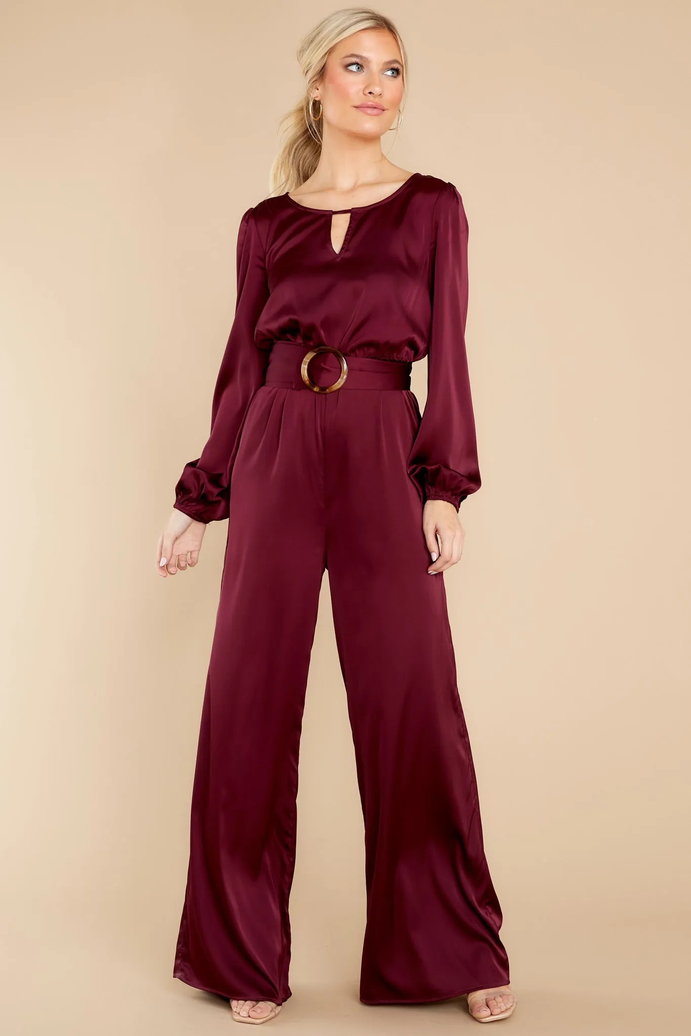 Glance Of Elegance Burgundy Jumpsuit