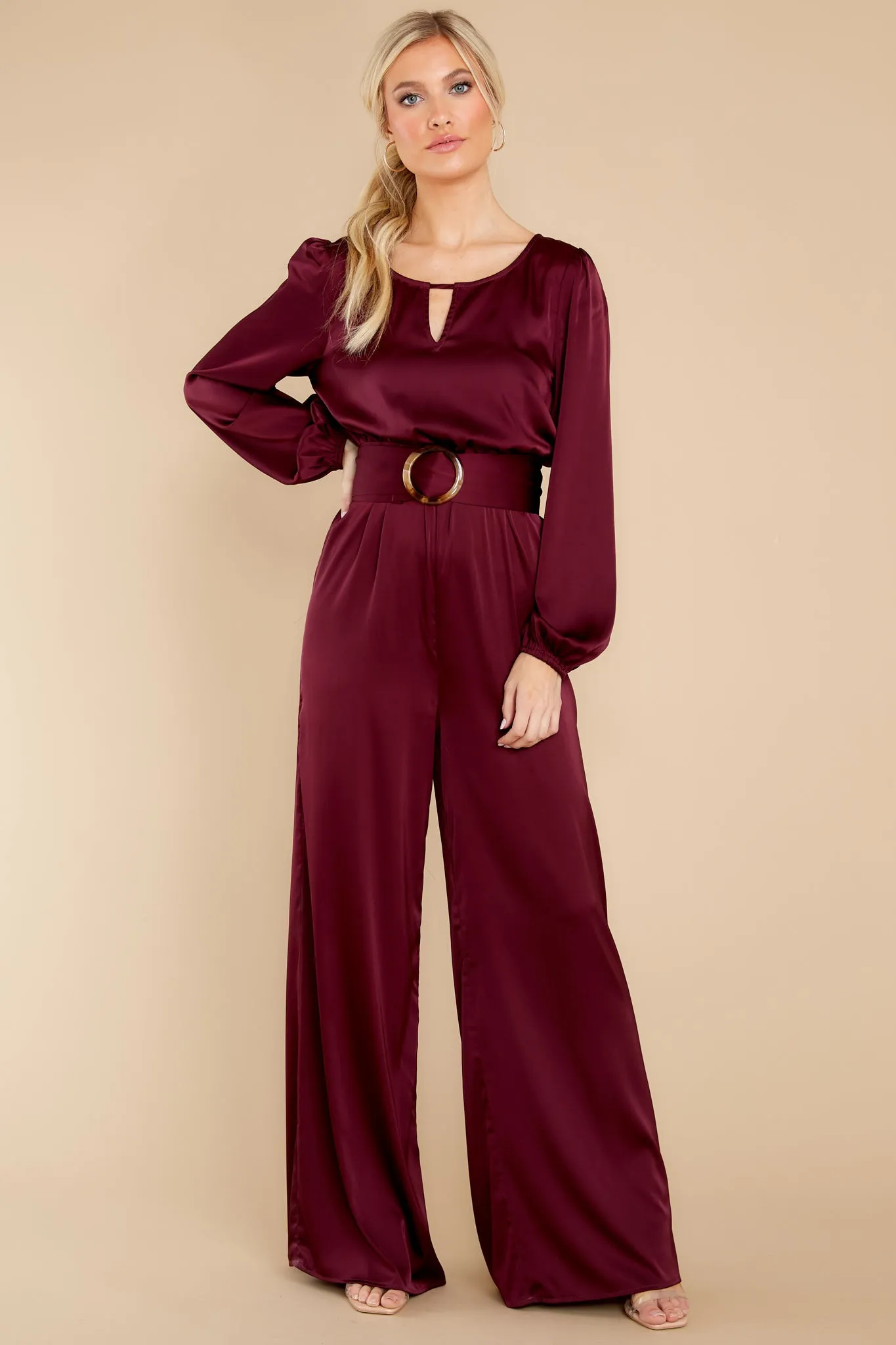 Glance Of Elegance Burgundy Jumpsuit