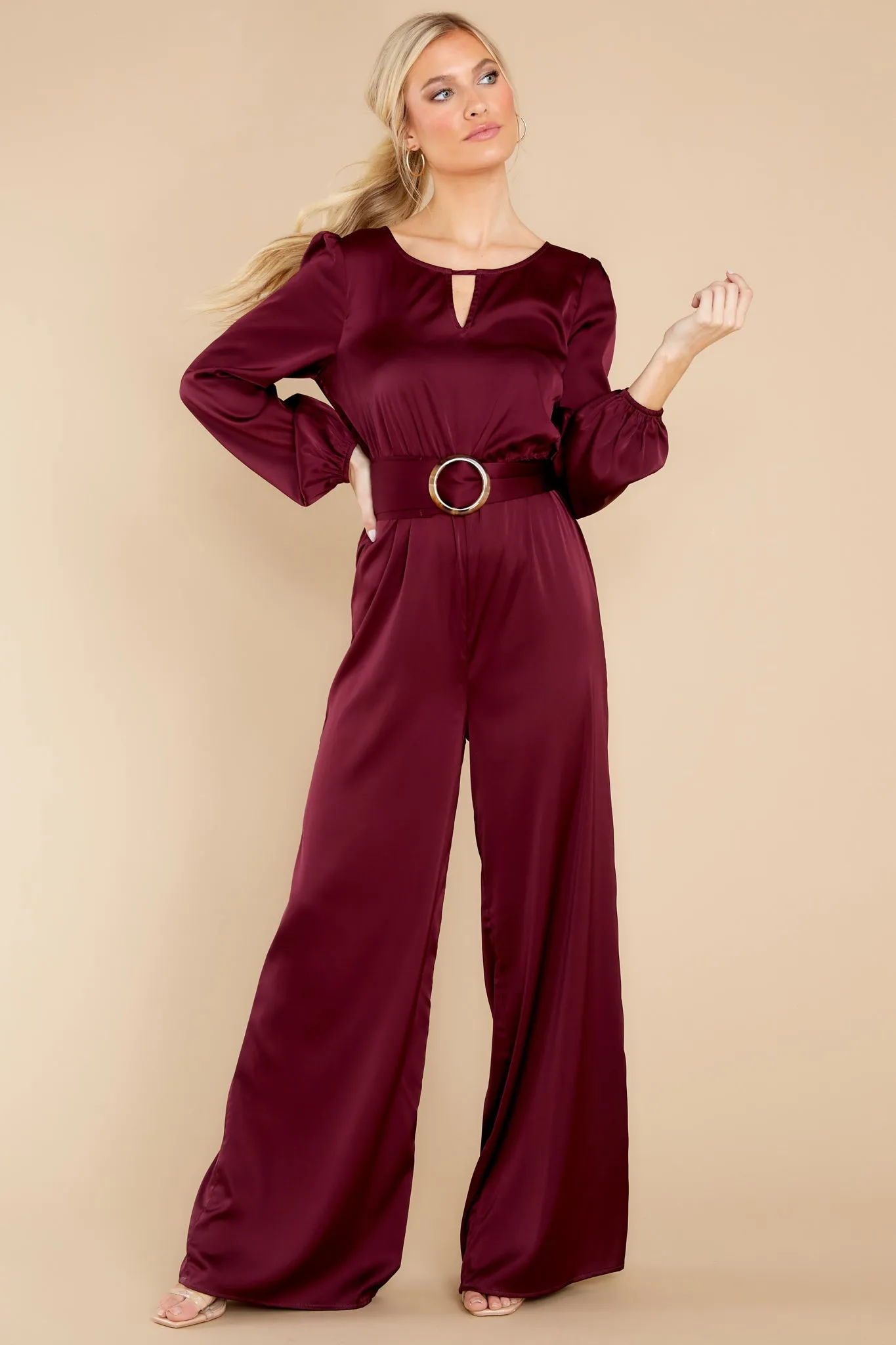 Glance Of Elegance Burgundy Jumpsuit