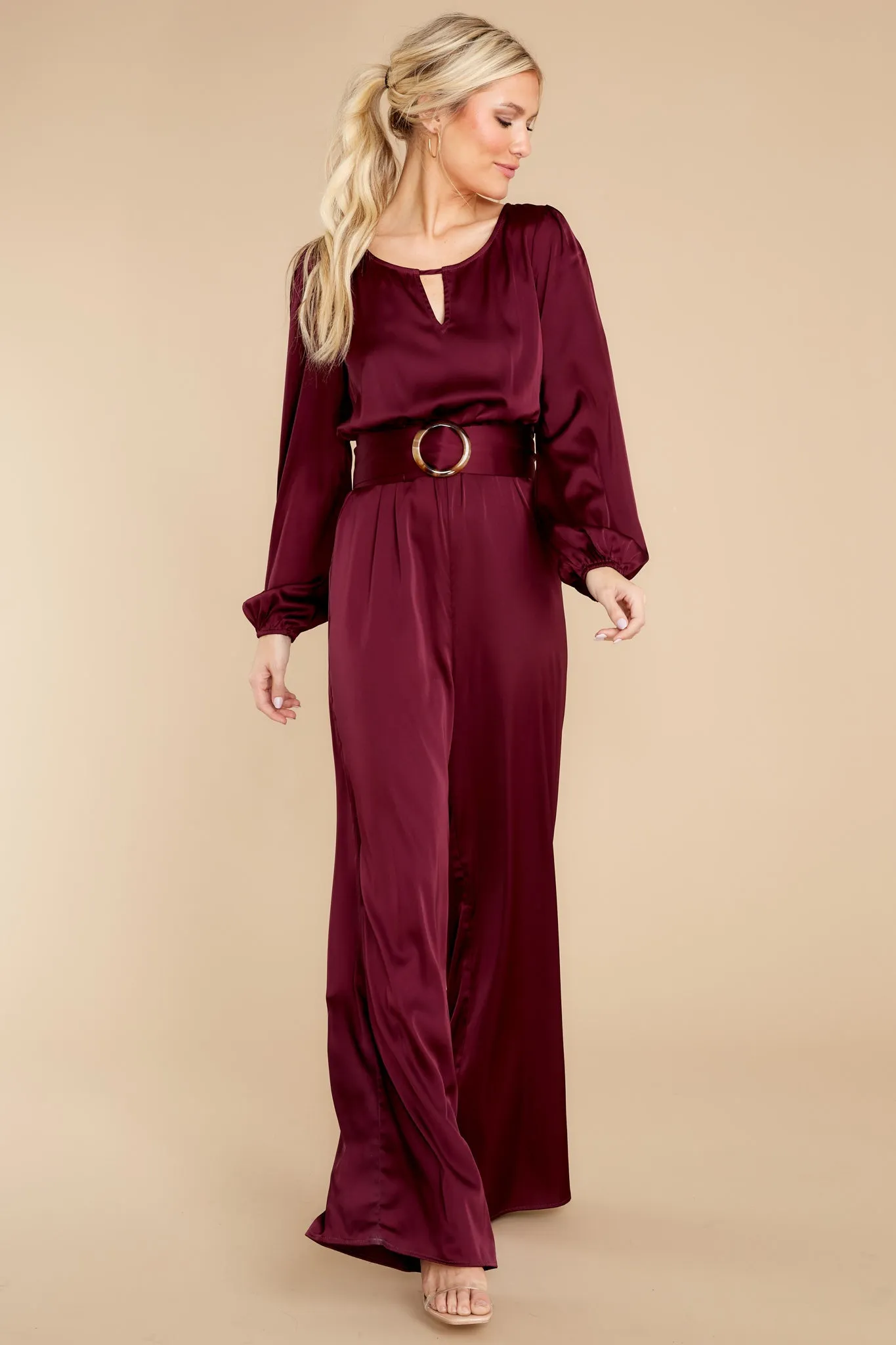 Glance Of Elegance Burgundy Jumpsuit