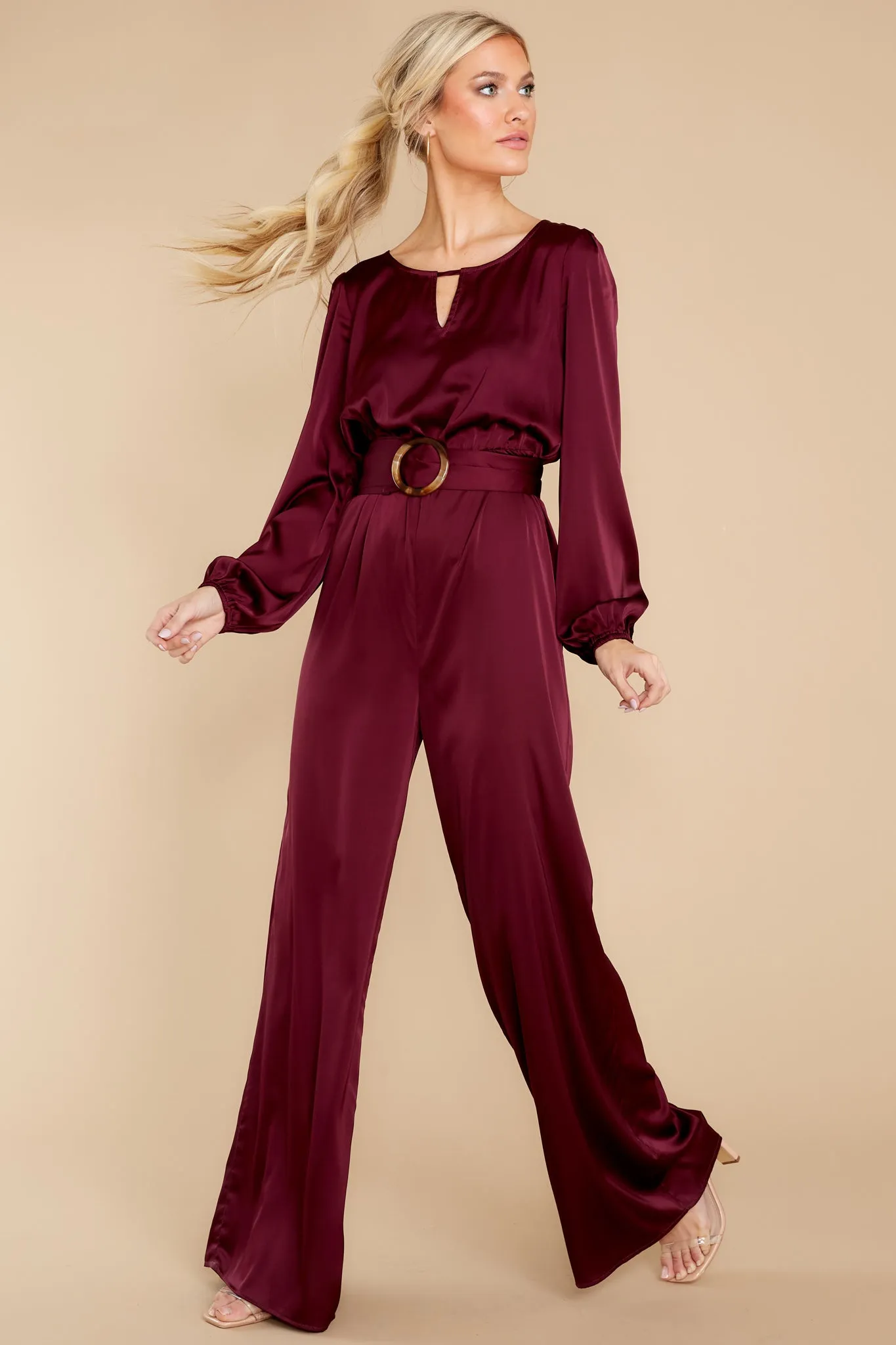 Glance Of Elegance Burgundy Jumpsuit