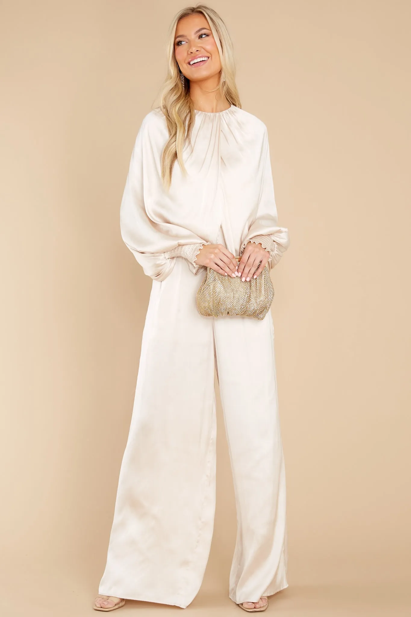 Glimmering Nights Champagne Jumpsuit