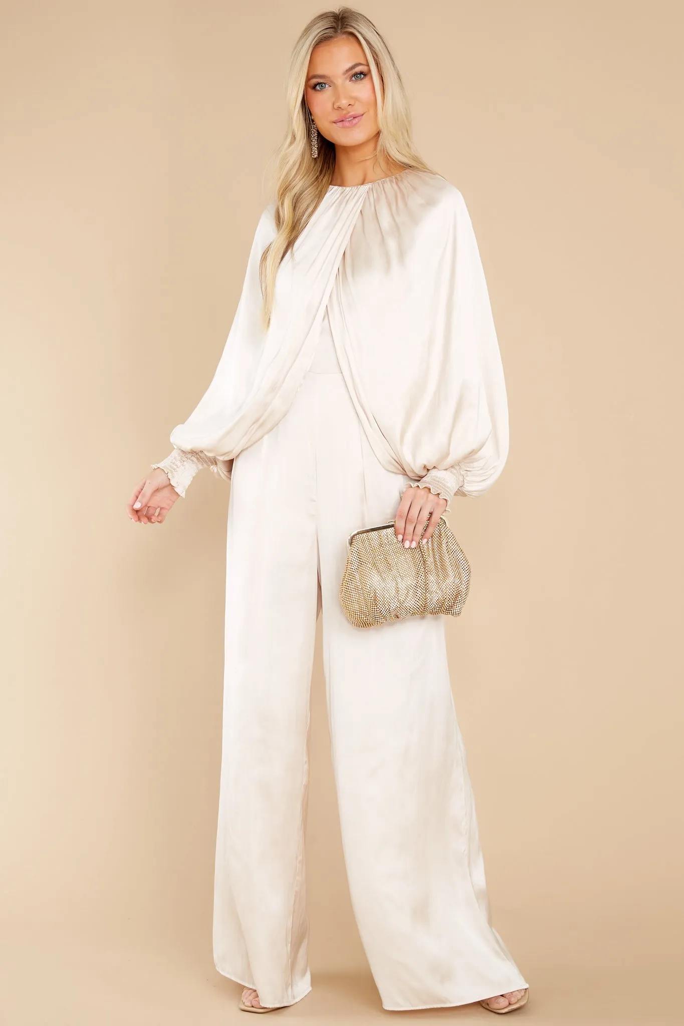 Glimmering Nights Champagne Jumpsuit