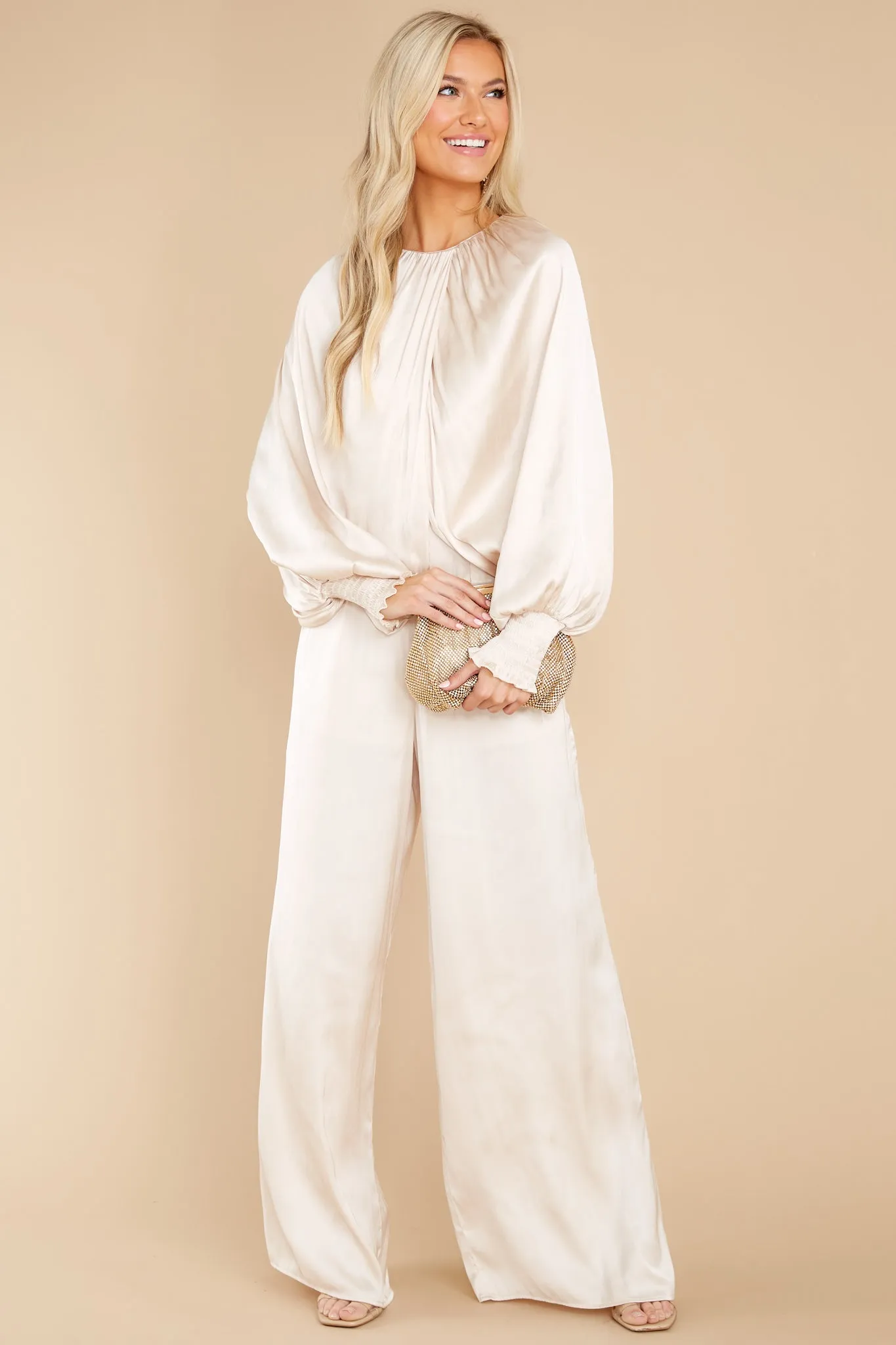 Glimmering Nights Champagne Jumpsuit