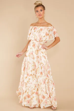 Glimmering Perfection Ivory Multi Floral Maxi Dress