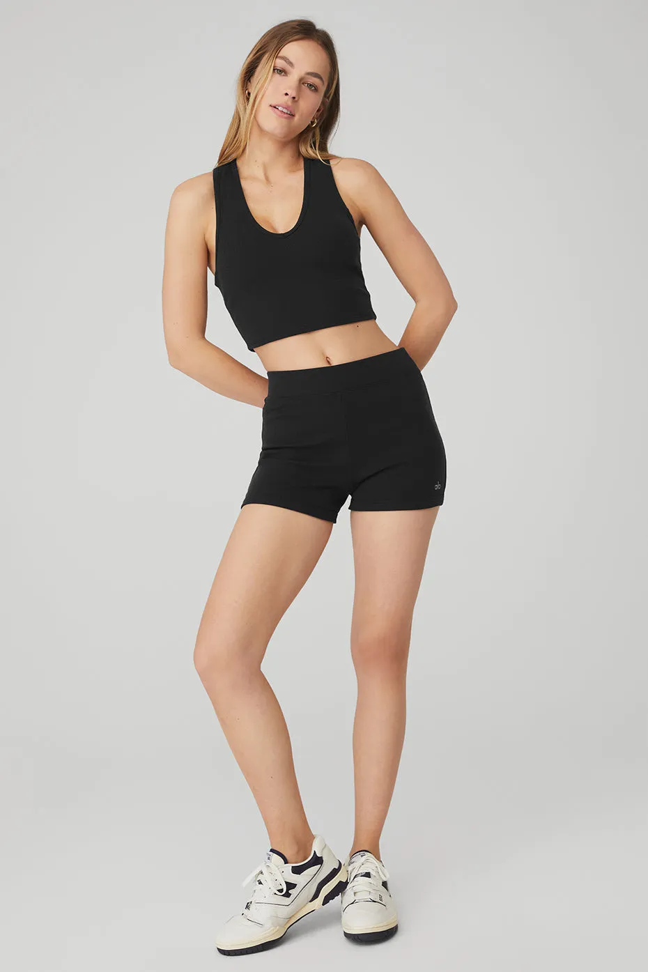 Goddess Ribbed Cropped Racerback Tank & Goddess Ribbed High-Waist Hot Short Set