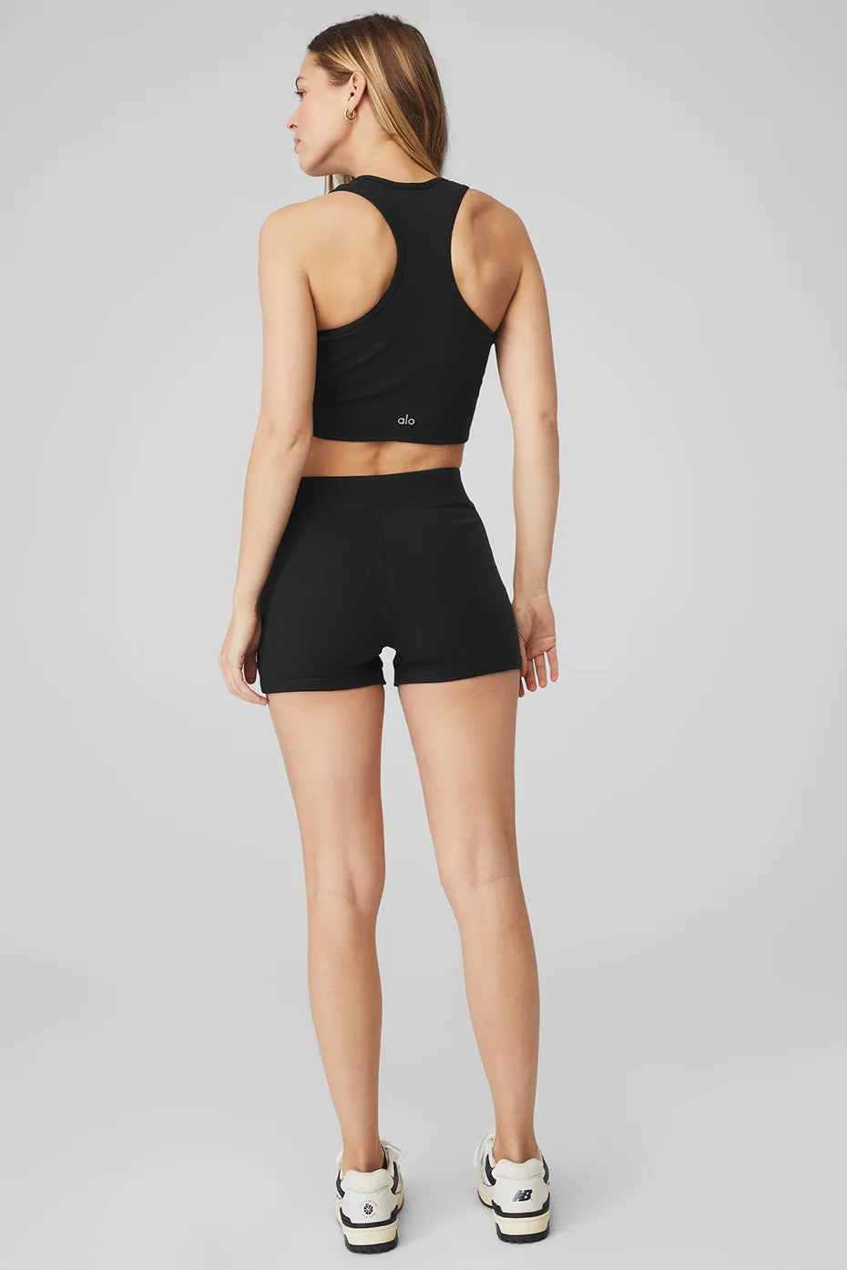 Goddess Ribbed Cropped Racerback Tank & Goddess Ribbed High-Waist Hot Short Set