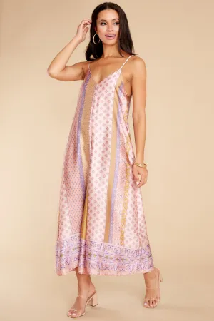 Going Abroad Light Pink Multi Print Jumpsuit