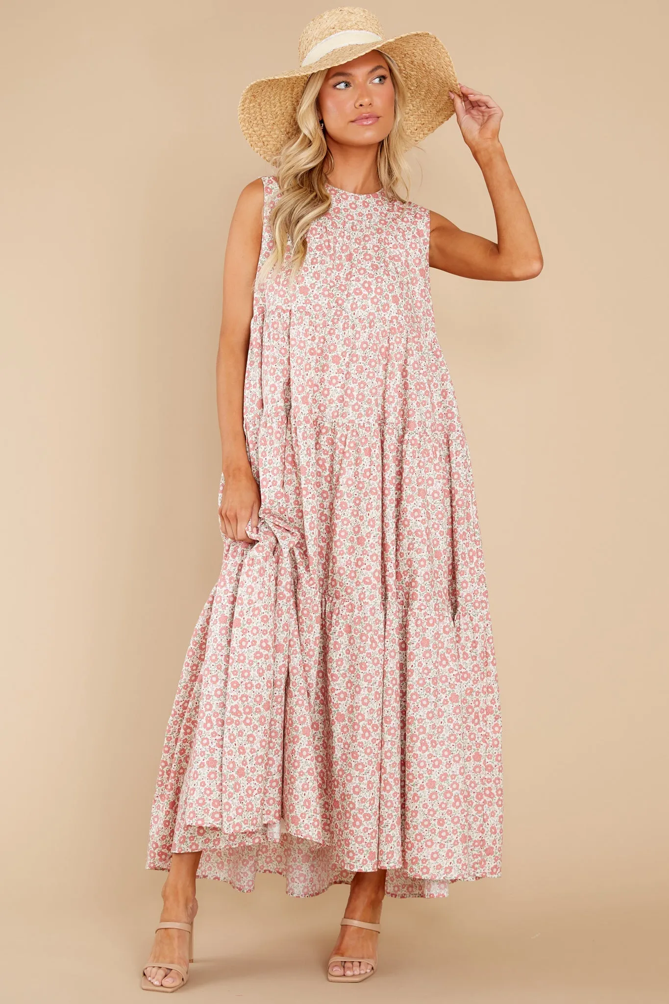 Greet The Day Pink Floral Print Maxi Dress