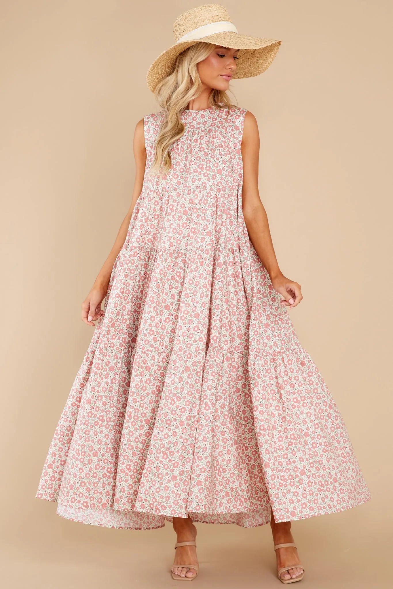 Greet The Day Pink Floral Print Maxi Dress