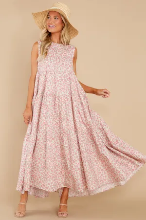 Greet The Day Pink Floral Print Maxi Dress