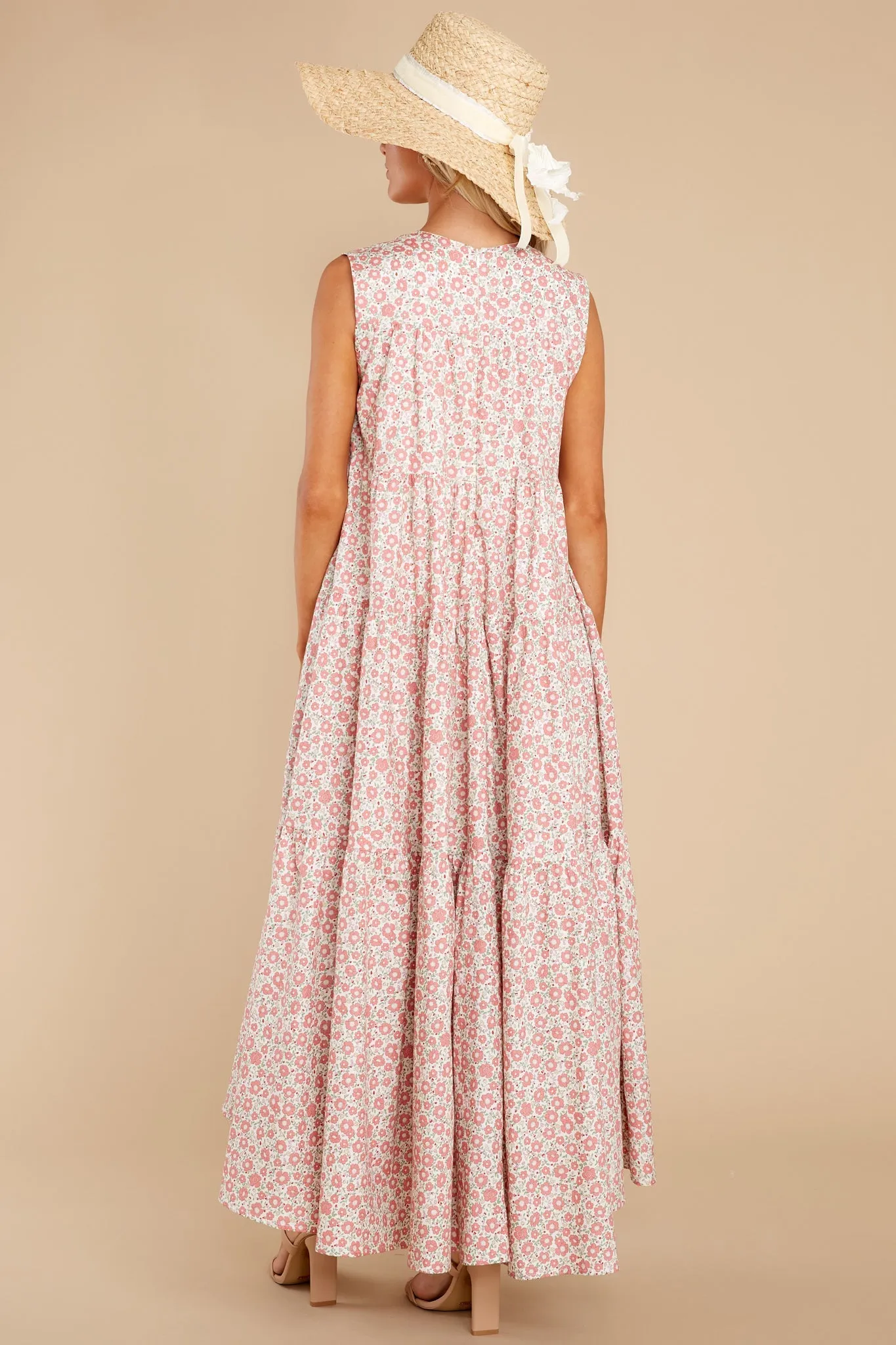 Greet The Day Pink Floral Print Maxi Dress