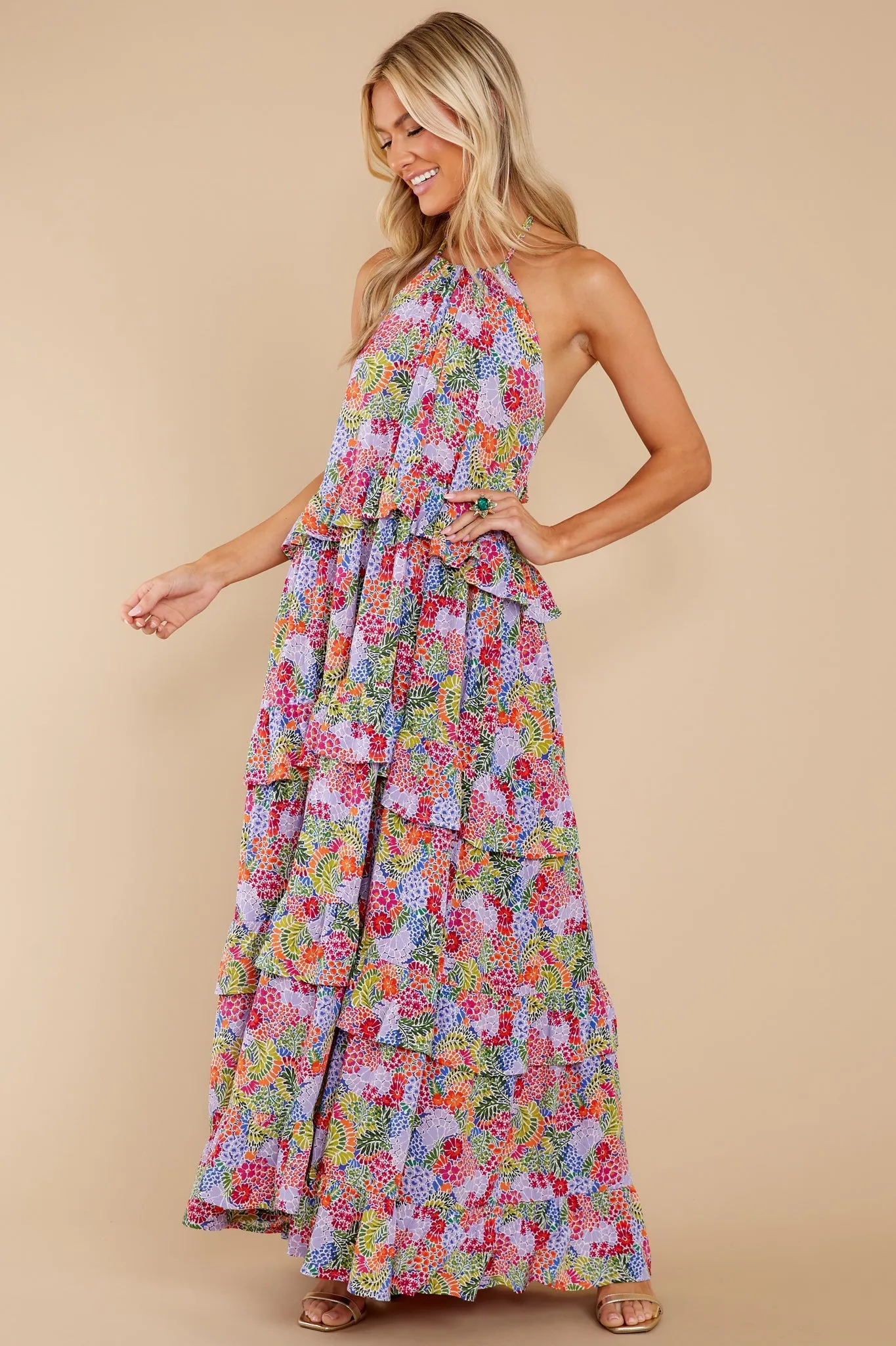 Growing Passion Lavender Floral Print Maxi Dress