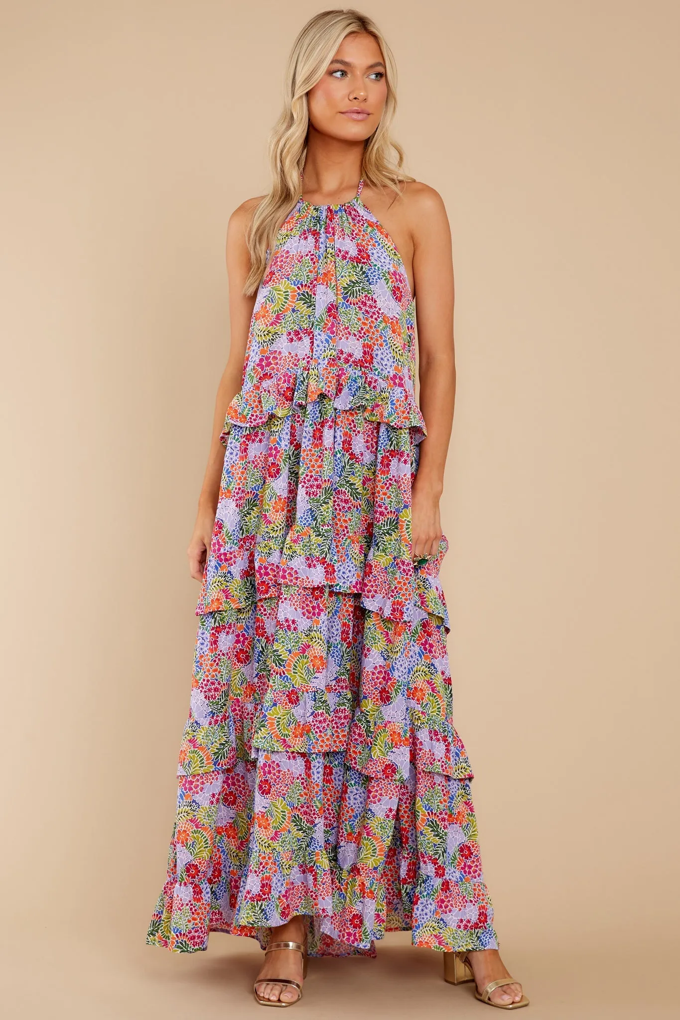 Growing Passion Lavender Floral Print Maxi Dress