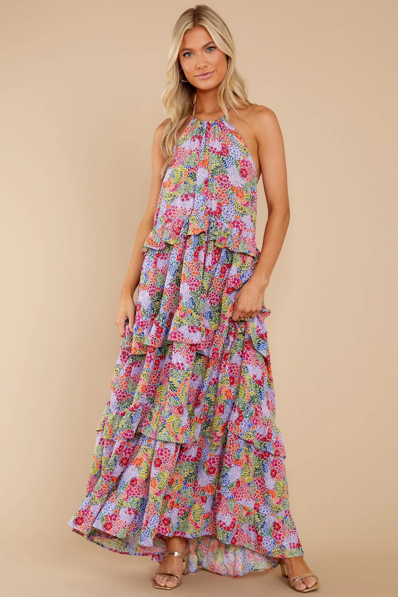 Growing Passion Lavender Floral Print Maxi Dress