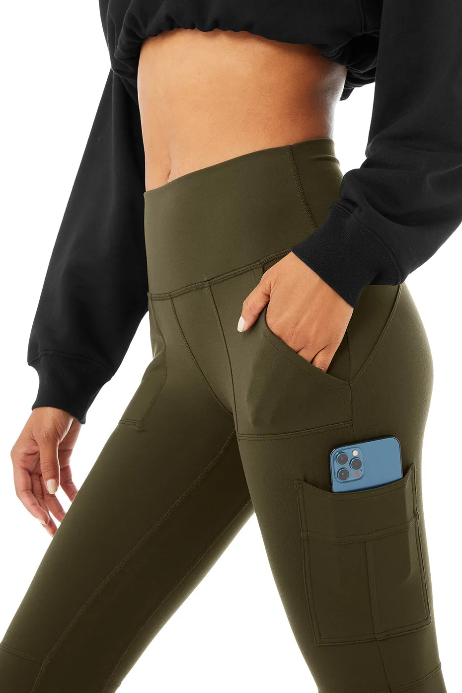 High-Waist Cargo Legging - Dark Olive