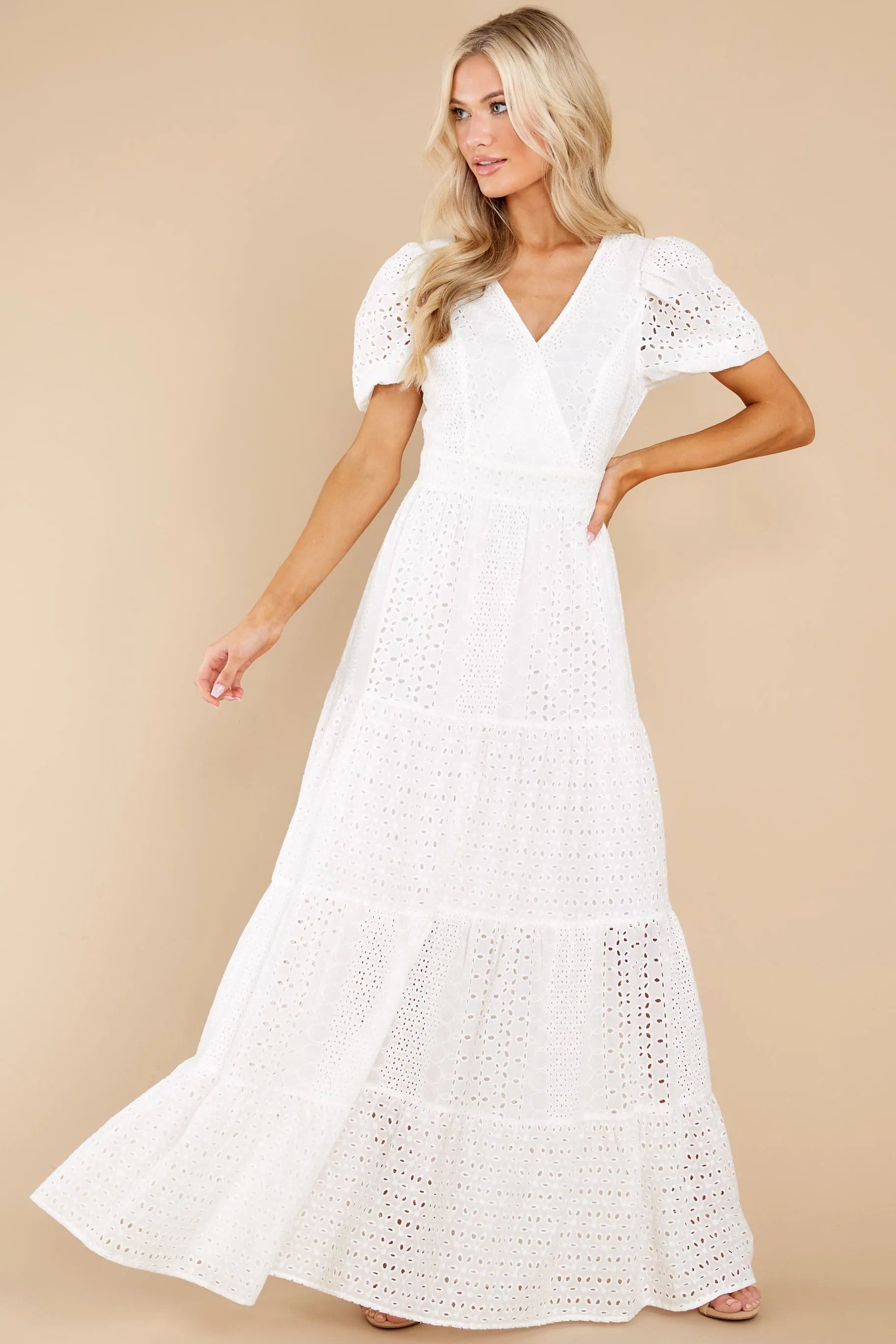 Hopelessly Yours White Eyelet Maxi Dress