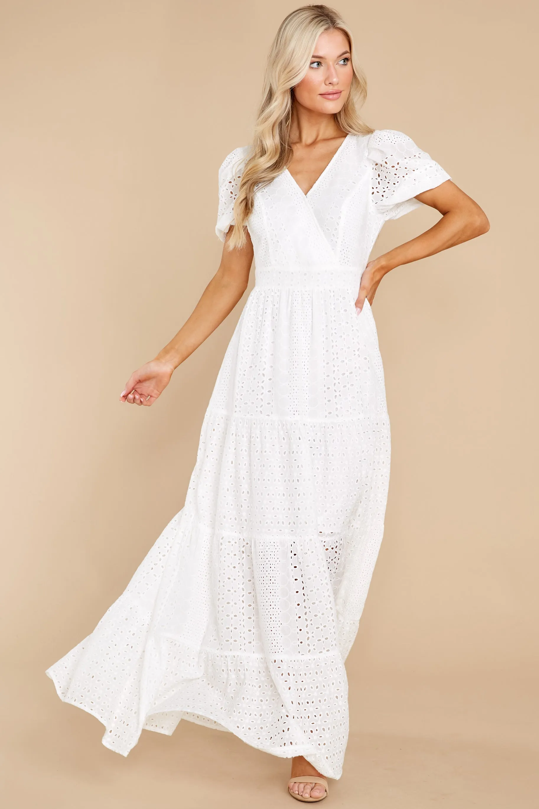 Hopelessly Yours White Eyelet Maxi Dress