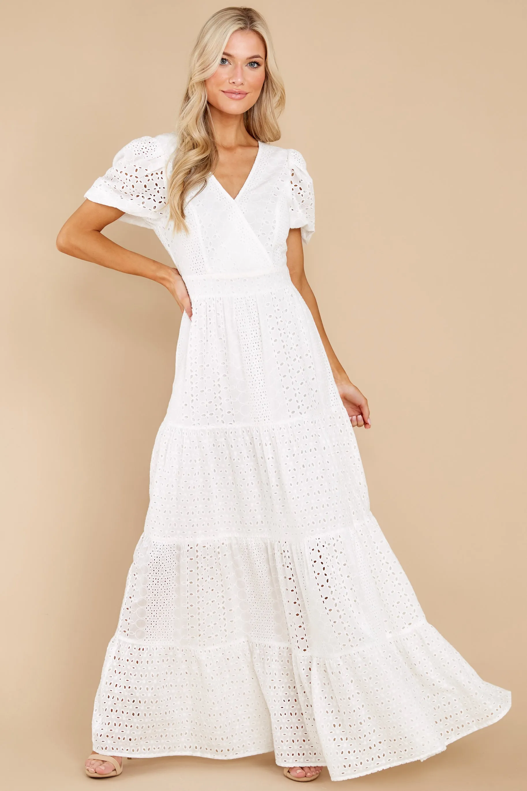 Hopelessly Yours White Eyelet Maxi Dress