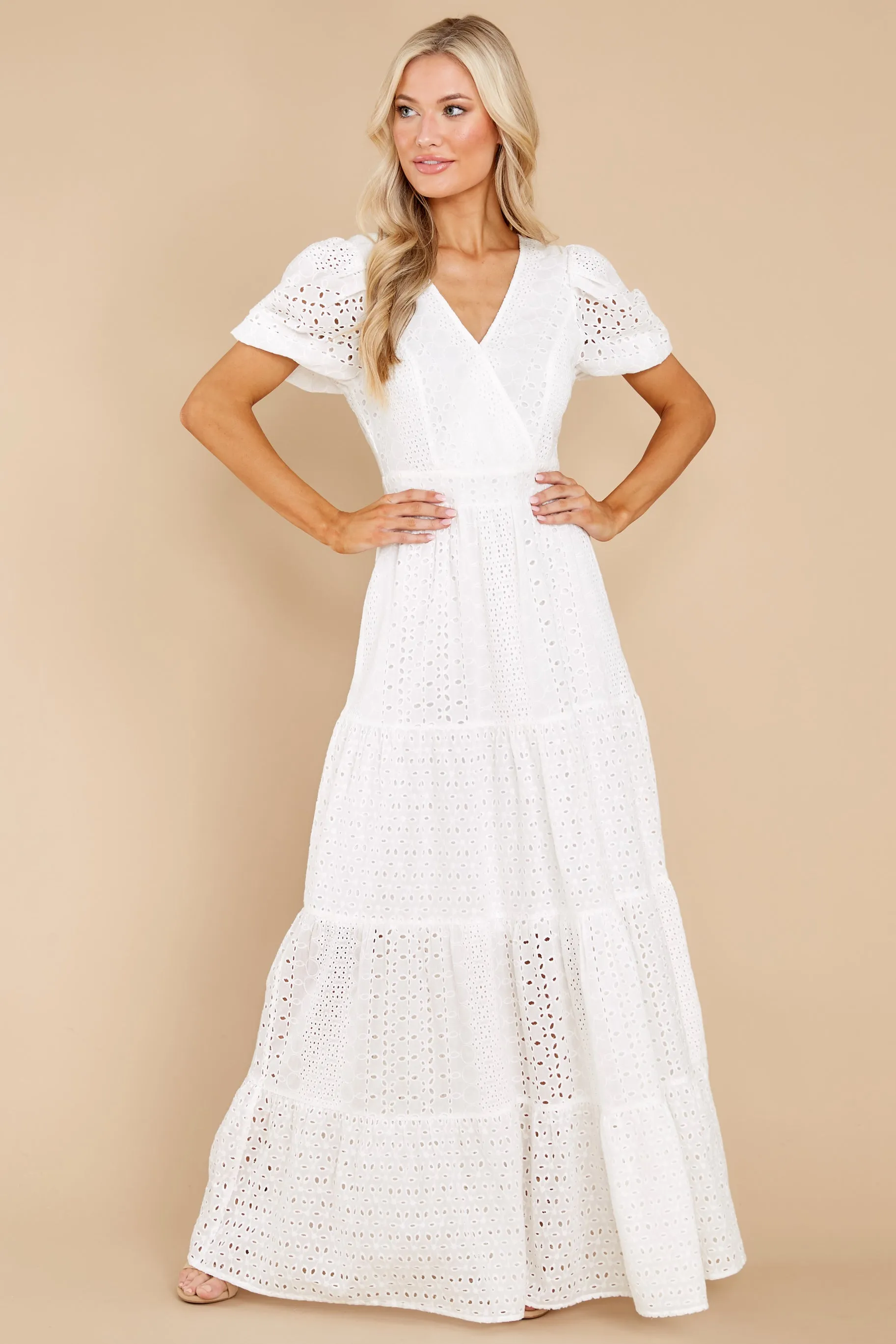 Hopelessly Yours White Eyelet Maxi Dress