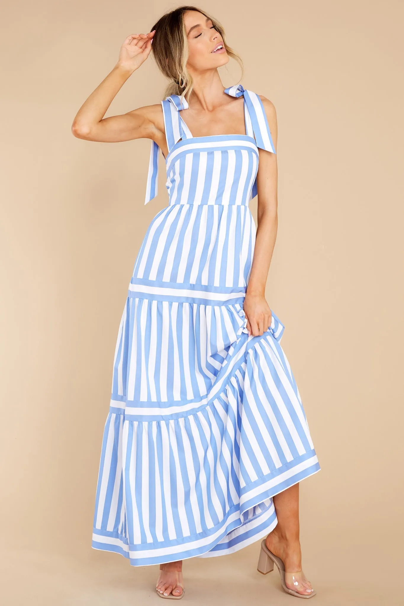 I'm With You Blue Stripe Maxi Dress