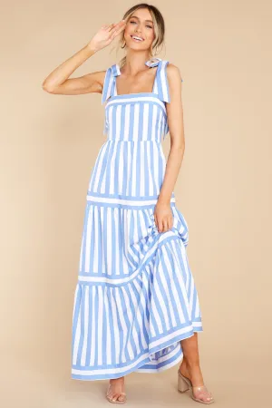 I'm With You Blue Stripe Maxi Dress