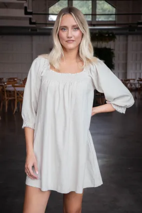 Indie Linen Blend Dress, Oatmeal