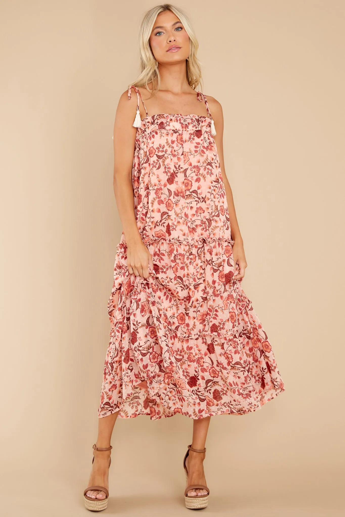 Into The Blooms Mauve Pink Floral Print Maxi Dress