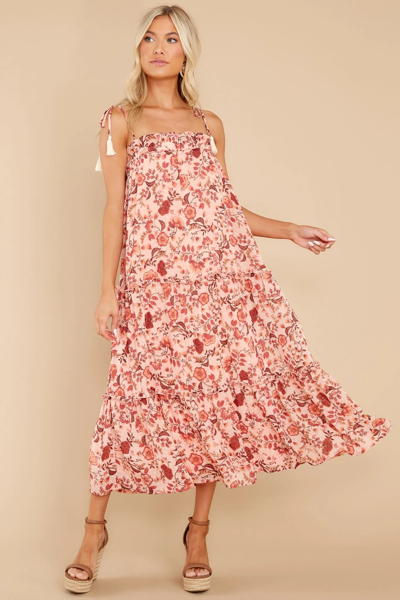 Into The Blooms Mauve Pink Floral Print Maxi Dress