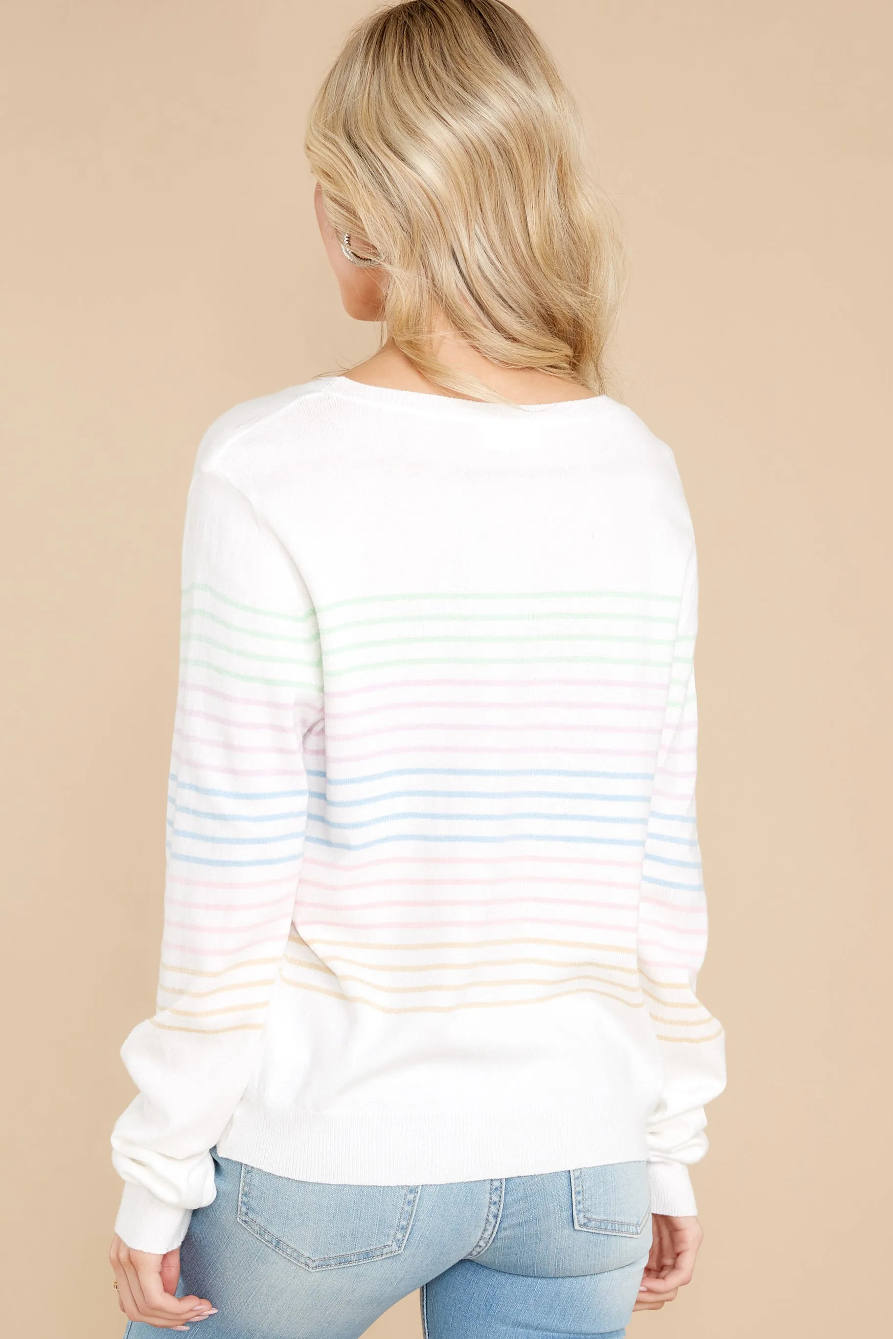 It's The Truth White Multi Stripe Top