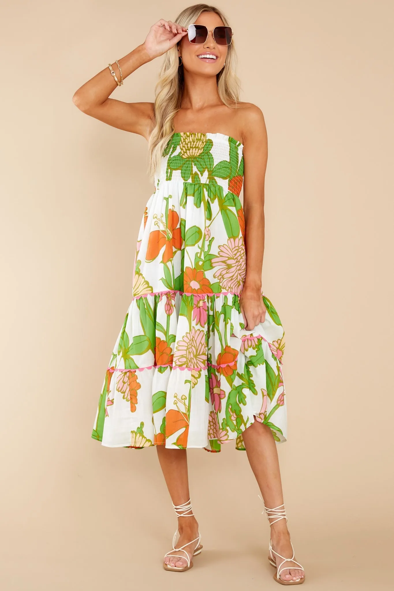 Izzy Mod Floral Melon Skirt Dress